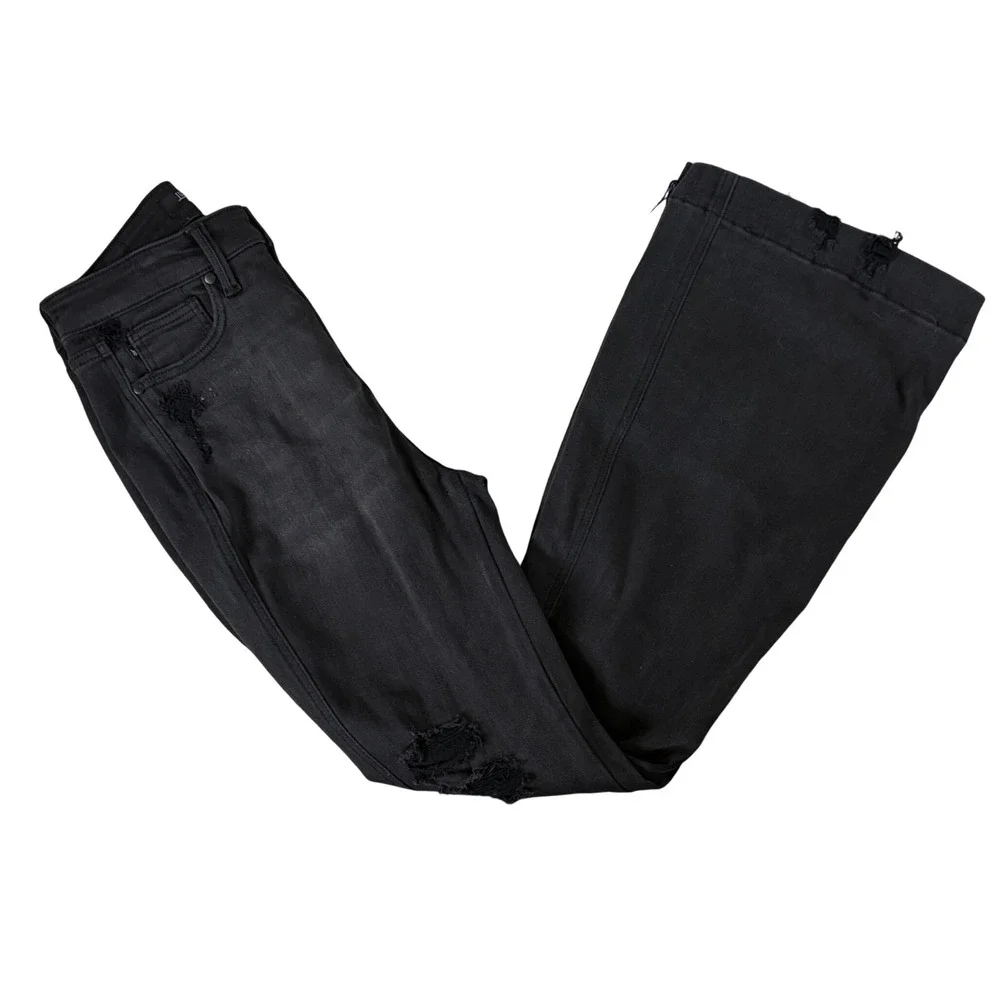 Judy Blue Los Angeles Washed Black High Rise Distressed Flare Jeans Womens 9/29‎